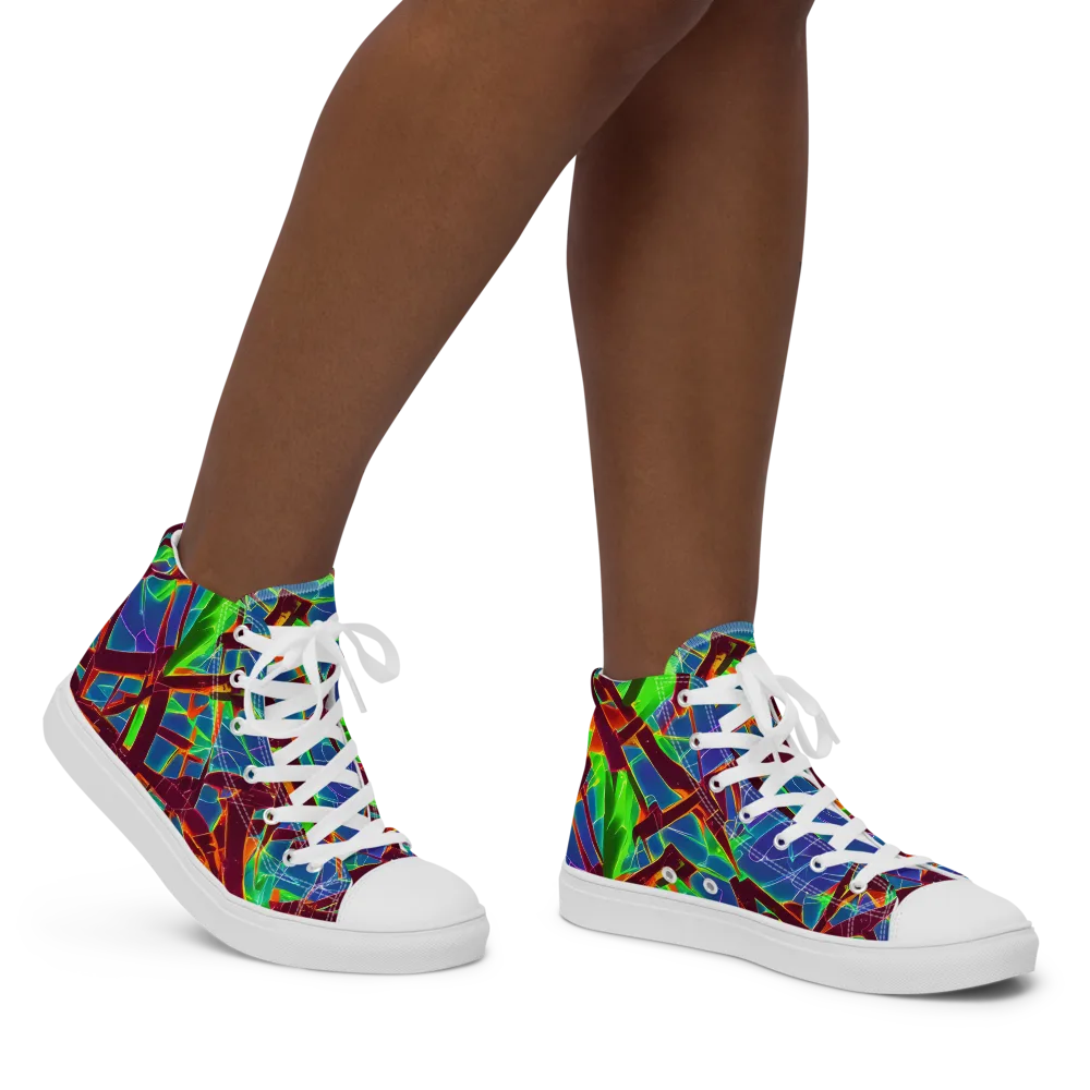Luminous Crackle on Women's High Top Canvas Shoes — Right