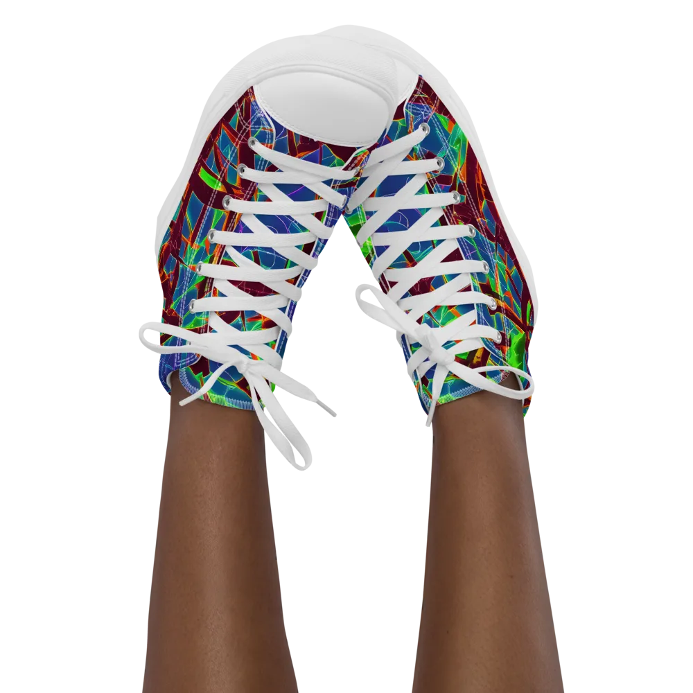 Luminous Crackle on Women's High Top Canvas Shoes — Front