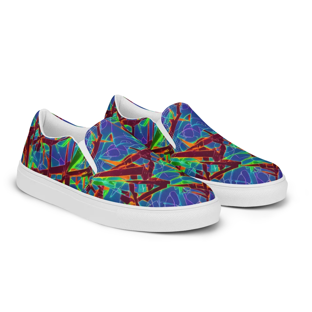 Luminous Crackle on Men's Slip-On Canvas Shoes — Right Front