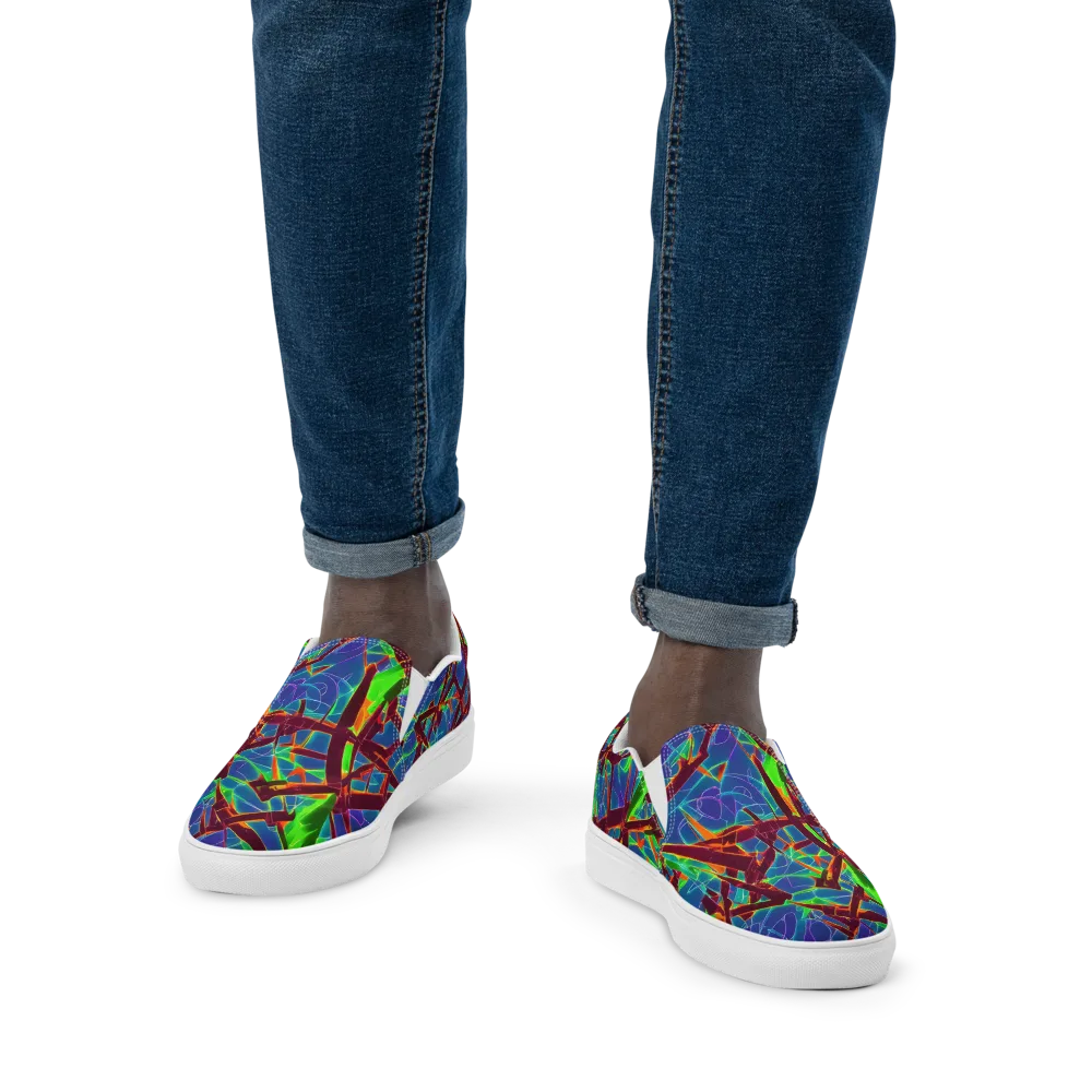 Luminous Crackle on Men's Slip-On Canvas Shoes — Front