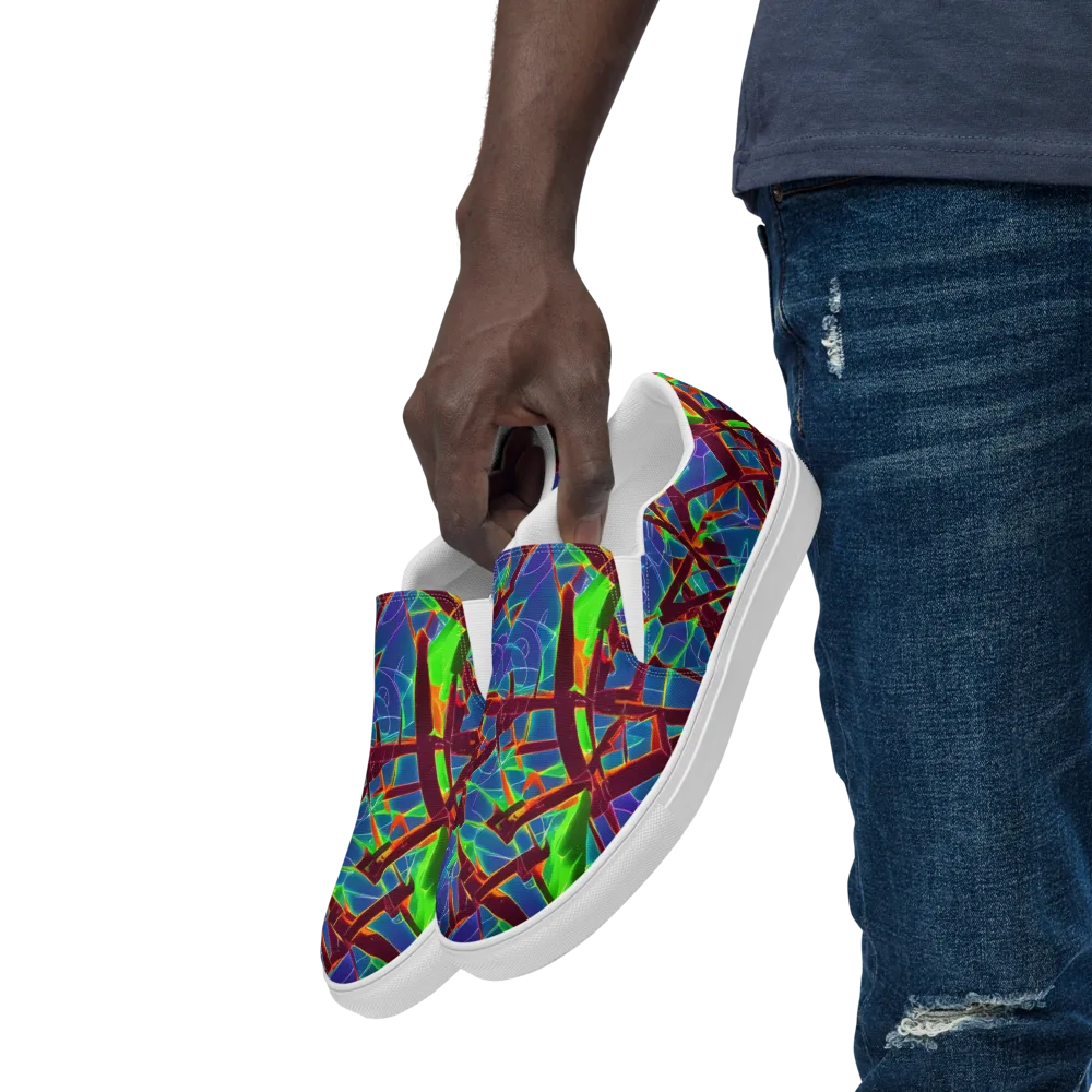 Luminous Crackle on Men's Slip-On Canvas Shoes — Left Front
