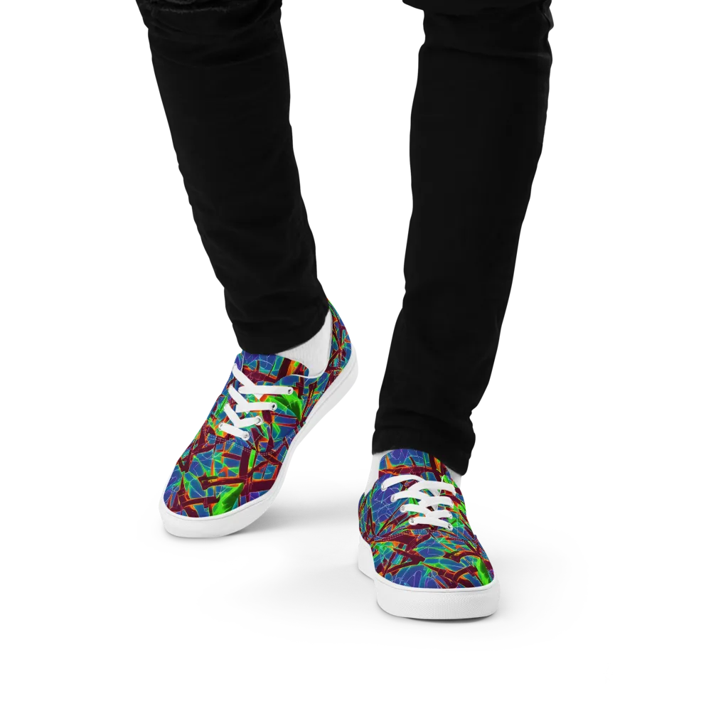 Luminous Crackle on Men's Lace-Up Canvas Shoes — Front