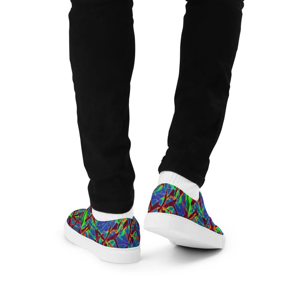 Luminous Crackle on Men's Lace-Up Canvas Shoes — Back