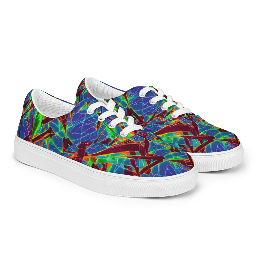 Luminous Crackle on Men's Lace-Up Canvas Shoes — Right Front