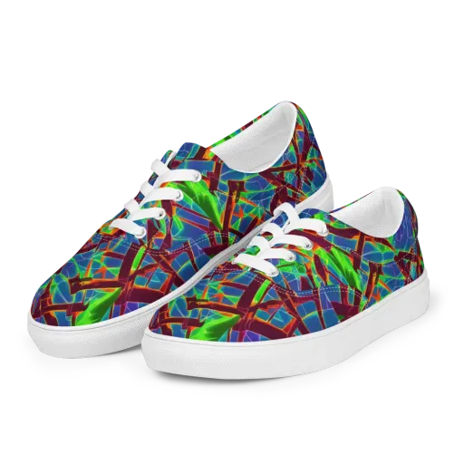 Luminous Crackle on a Men's Lace-Up Canvas Shoes