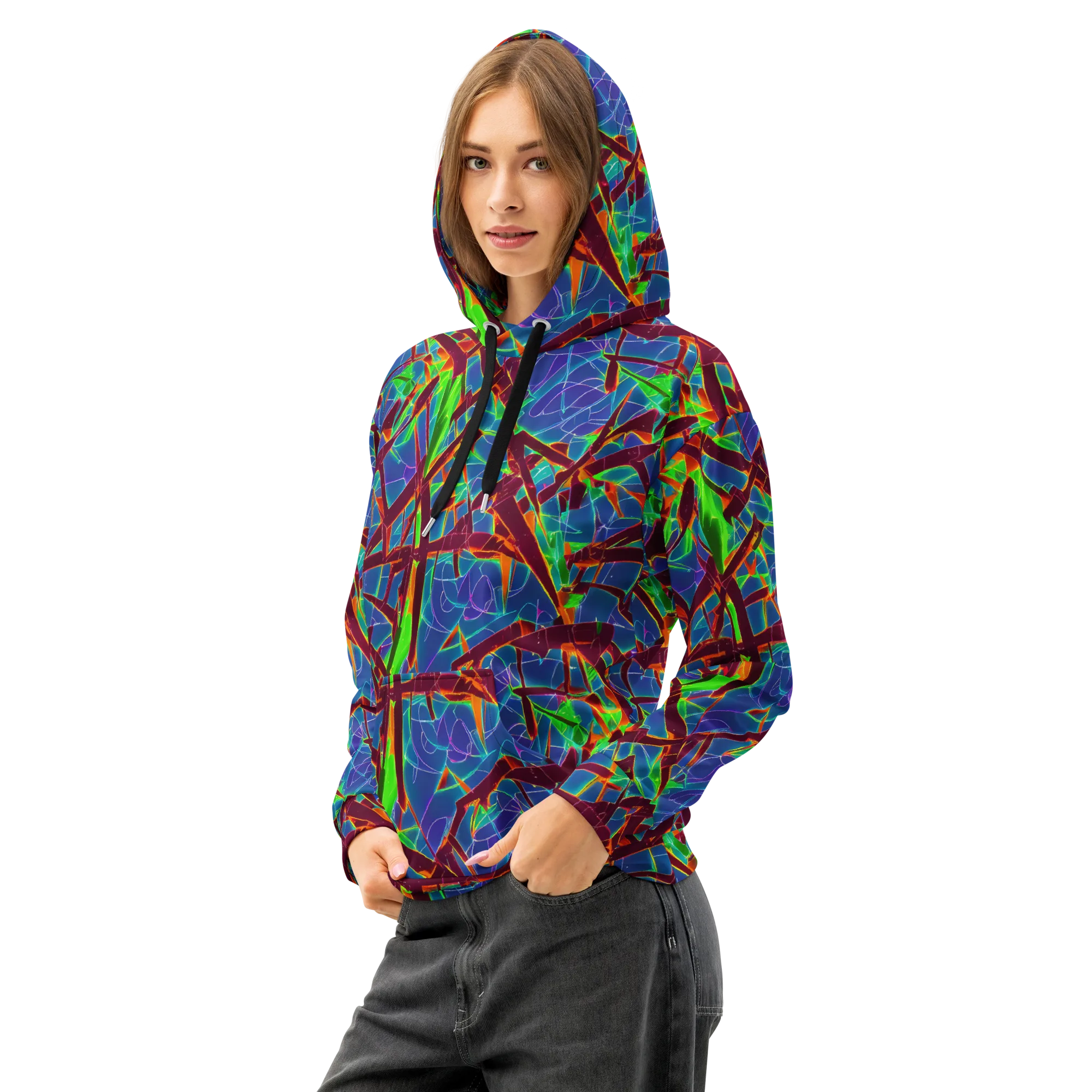 Luminous Crackle on Cotton Hoodie — Left Front