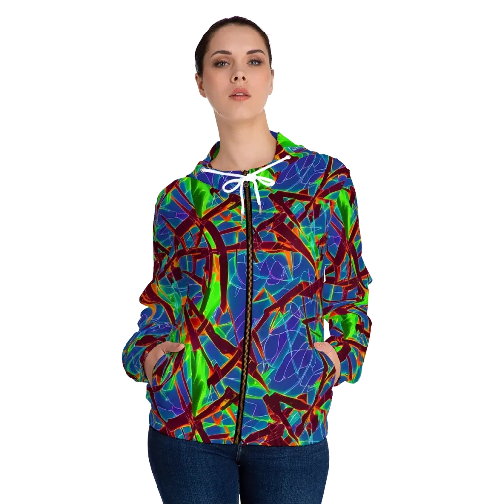 Luminous Crackle on Women's Full-Zip Hoodie — Front On Person