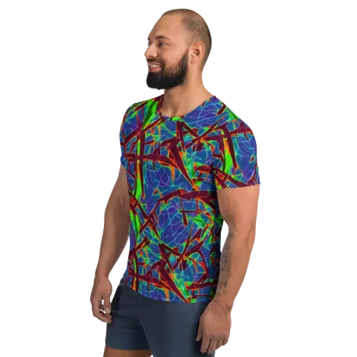 Luminous Crackle on a Men's Athletic T-Shirt