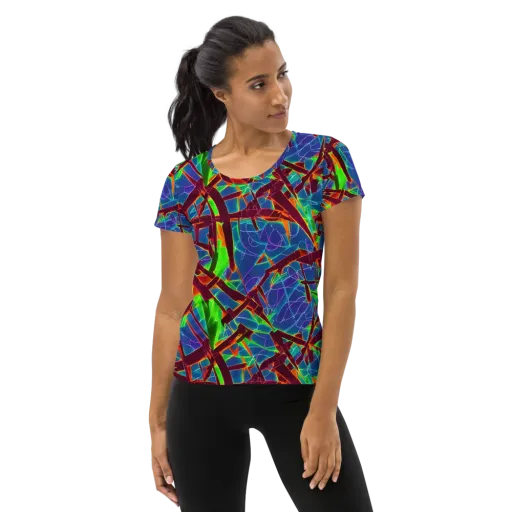 Luminous Crackle on a Women's Athletic T-Shirt