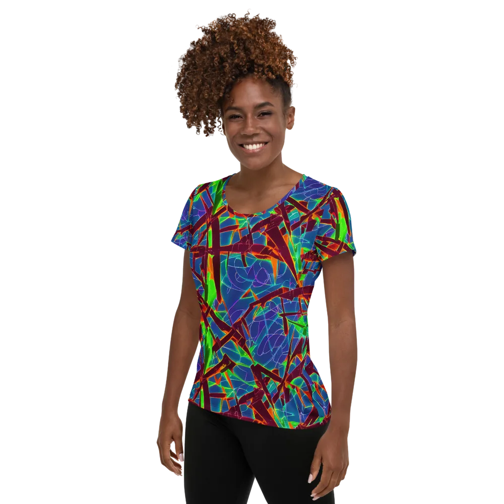 Luminous Crackle on Women's Athletic T-Shirt — Left