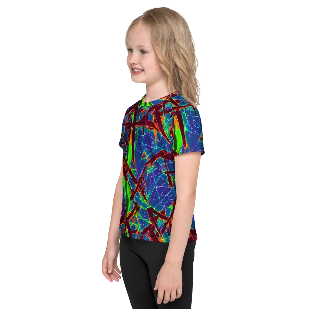 Luminous Crackle on Kids Crew Neck T-Shirt — Left