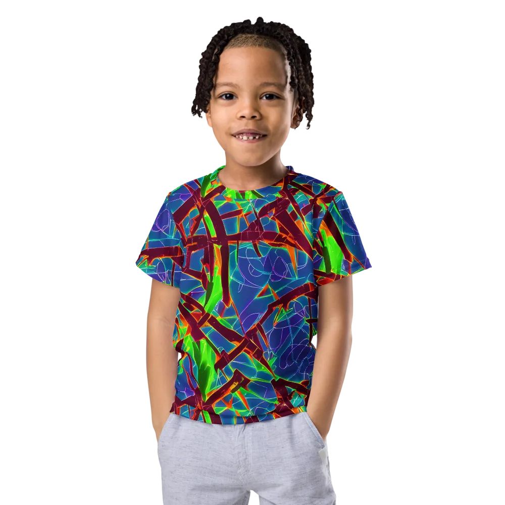 Luminous Crackle on Kids Crew Neck T-Shirt — Front