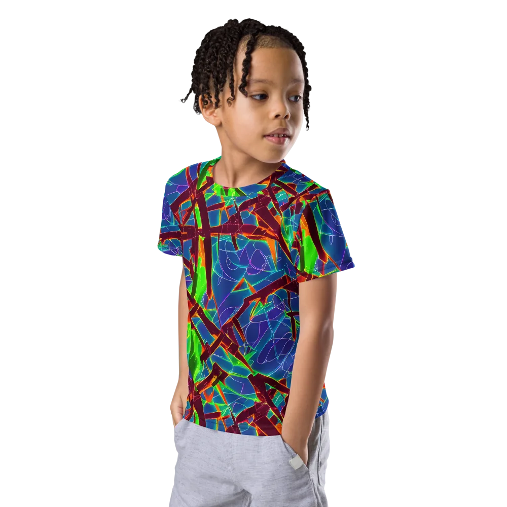 Luminous Crackle on Kids Crew Neck T-Shirt — Left Front