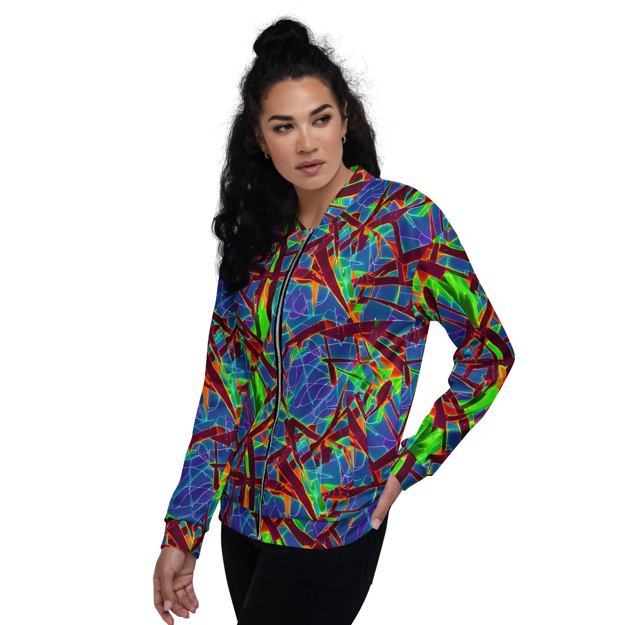 Luminous Crackle on Bomber Jacket — Left