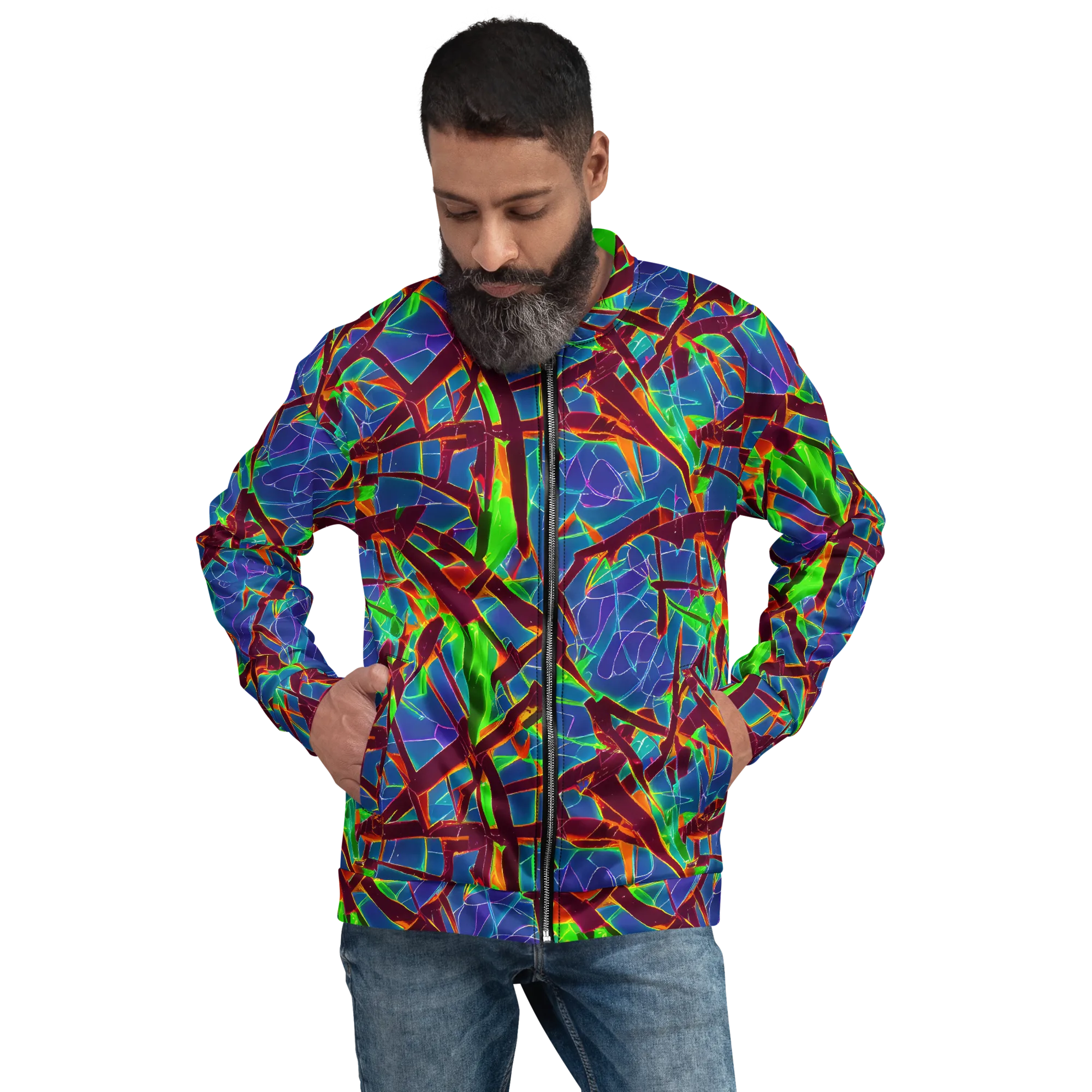 Luminous Crackle on Bomber Jacket — Front