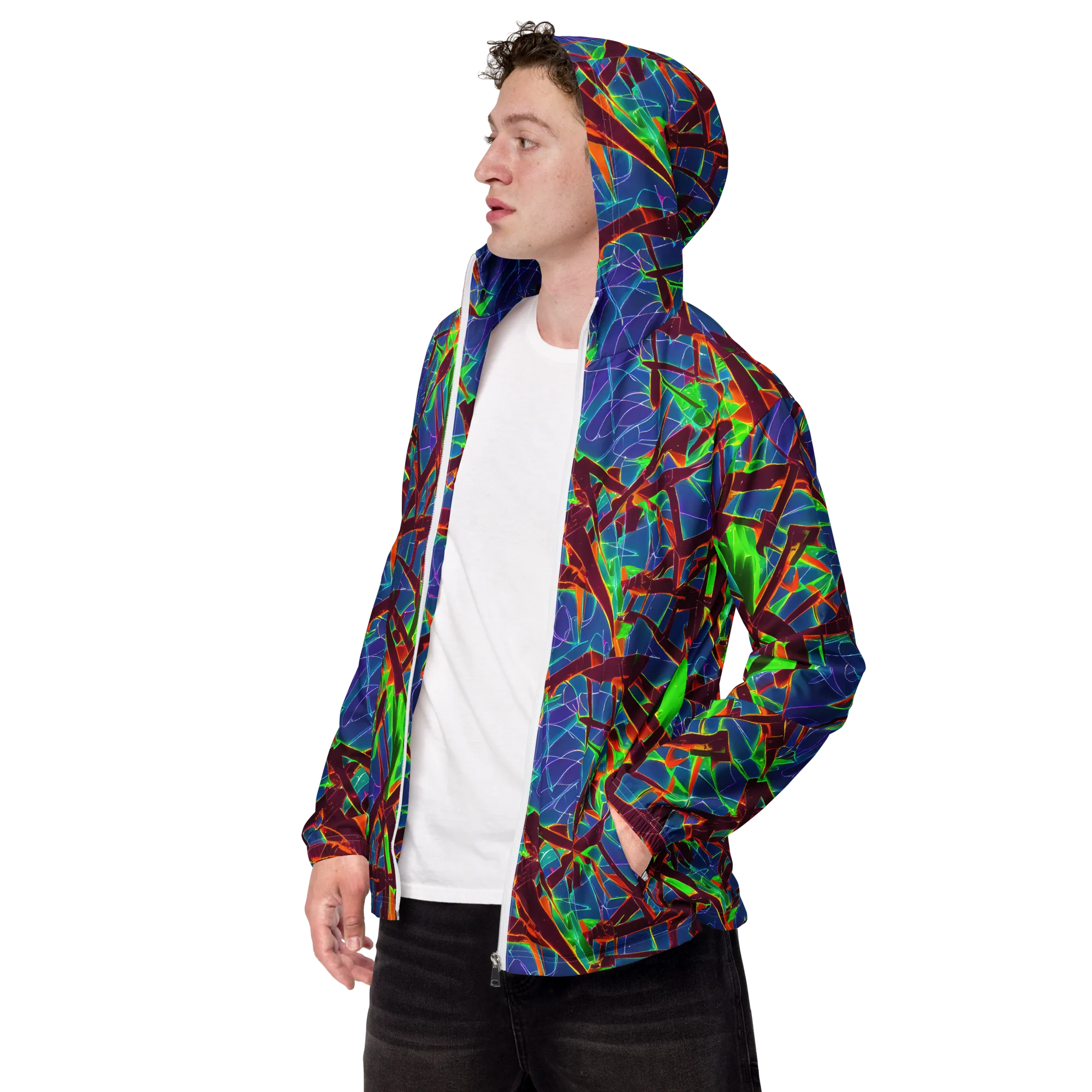 Luminous Crackle on Men's Windbreaker — Left Front