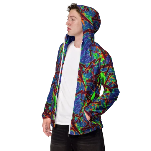 Luminous Crackle on a Men's Windbreaker