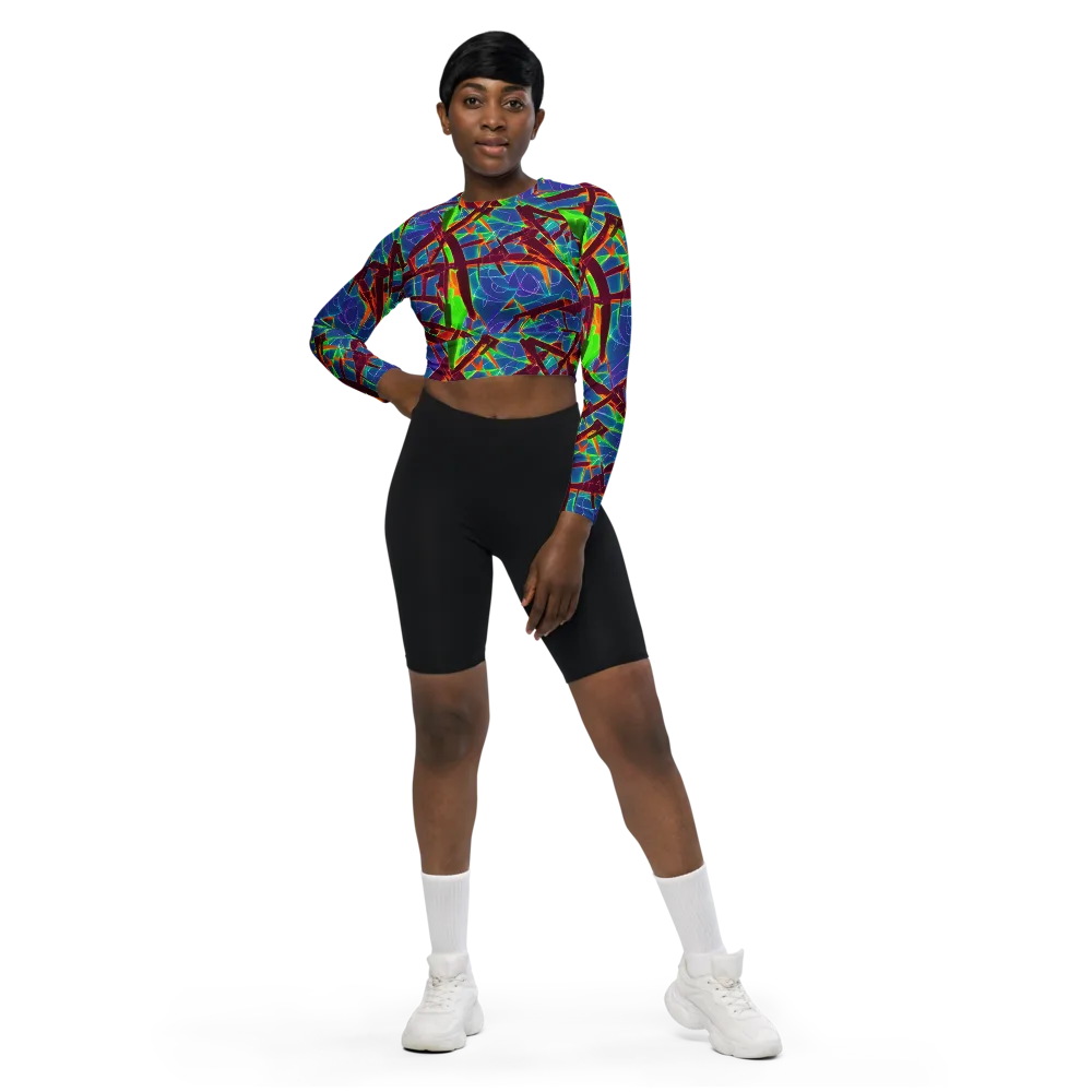 Luminous Crackle on Long Sleeve Crop Top — Front