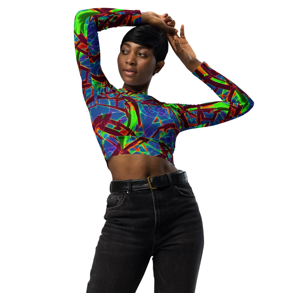 Luminous Crackle on Long Sleeve Crop Top — Front