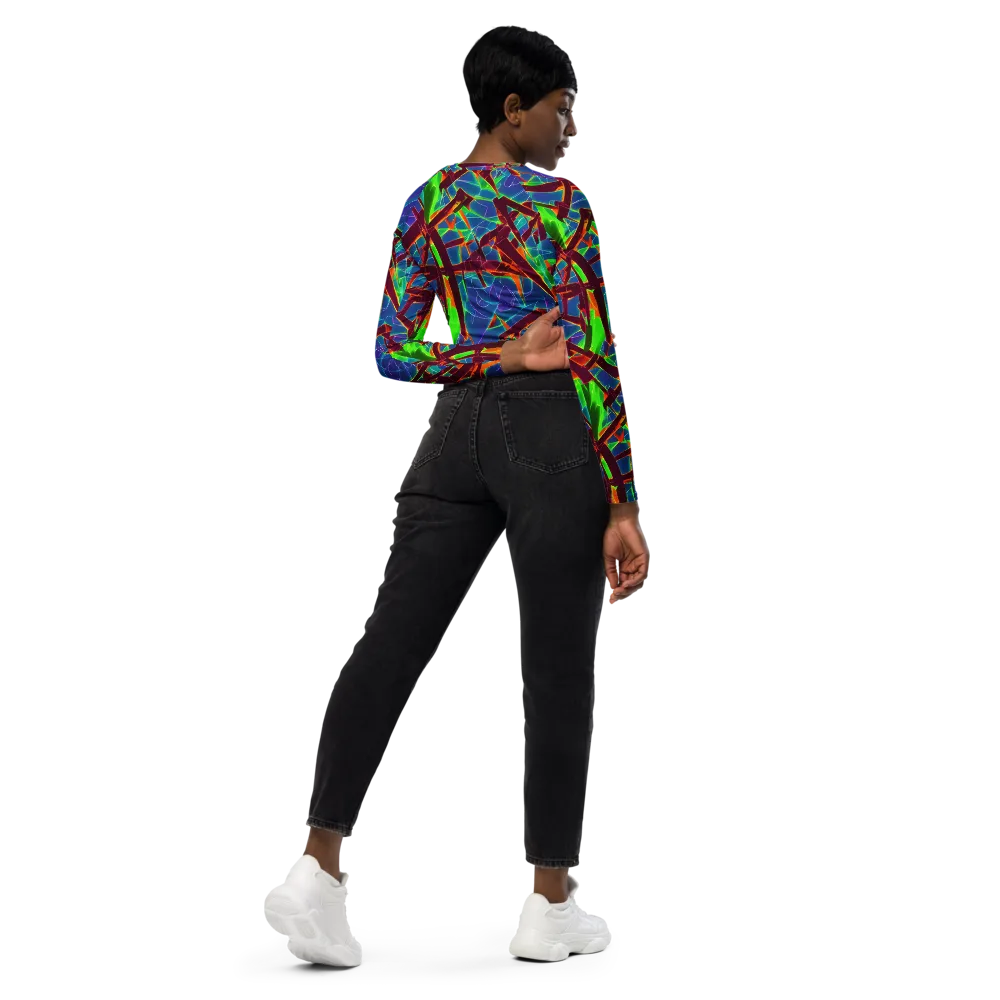 Luminous Crackle on Long Sleeve Crop Top — Right Back