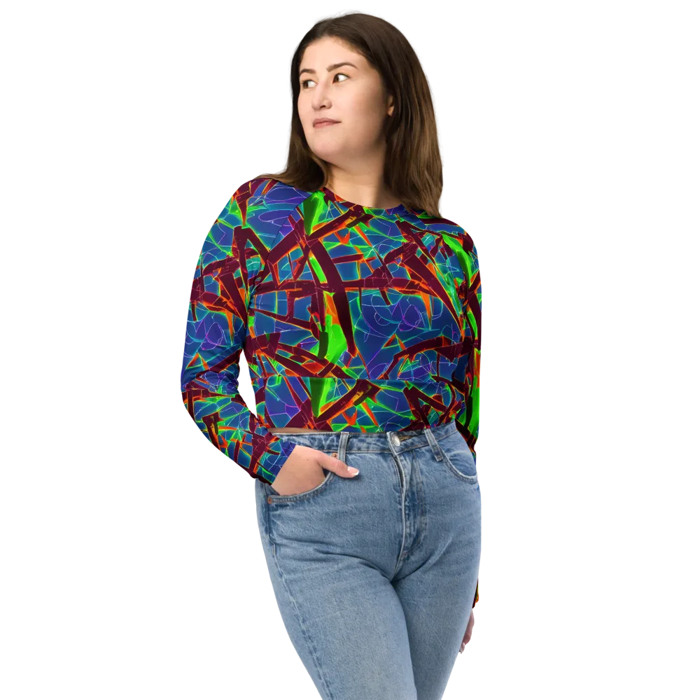 Luminous Crackle on Long Sleeve Crop Top — Front