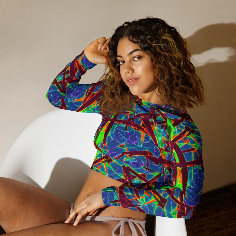 Luminous Crackle on Long Sleeve Crop Top — Left Front