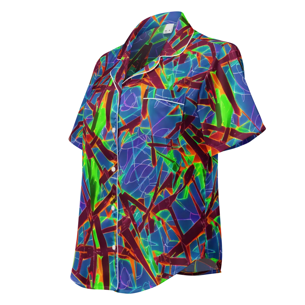 Luminous Crackle on Women's Short Sleeve Pajama Top — Left Front