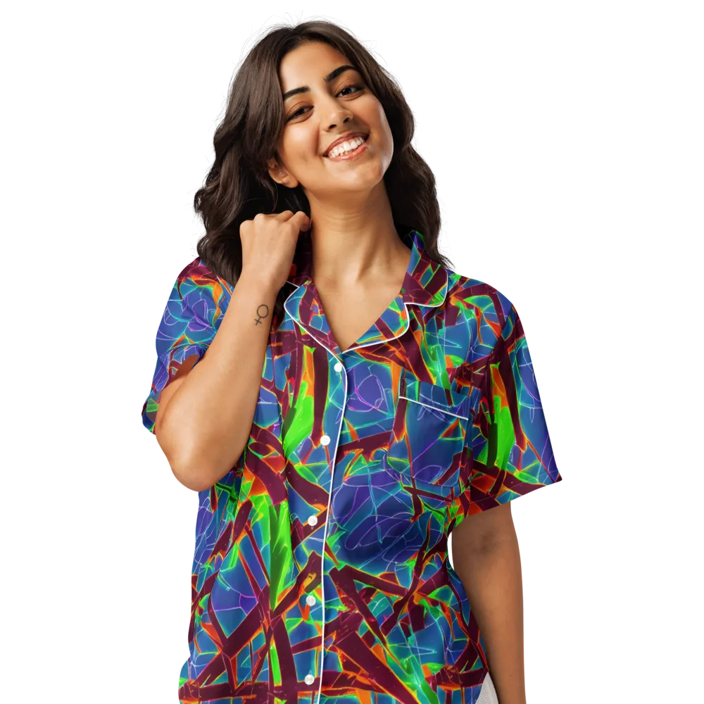 Luminous Crackle on Women's Short Sleeve Pajama Top — Front