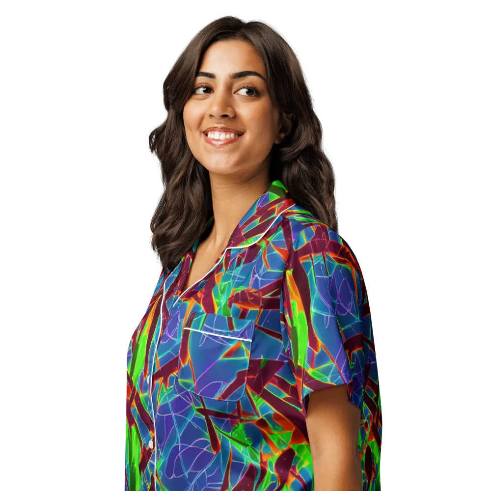 Luminous Crackle on Women's Short Sleeve Pajama Top — Left Front