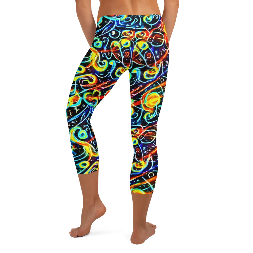 Starlit Scribble on Capri Leggings — Back