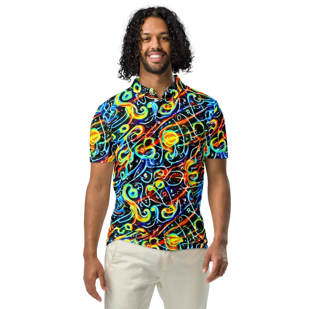 Starlit Scribble on Men's Slim Fit Polo Shirt — Front