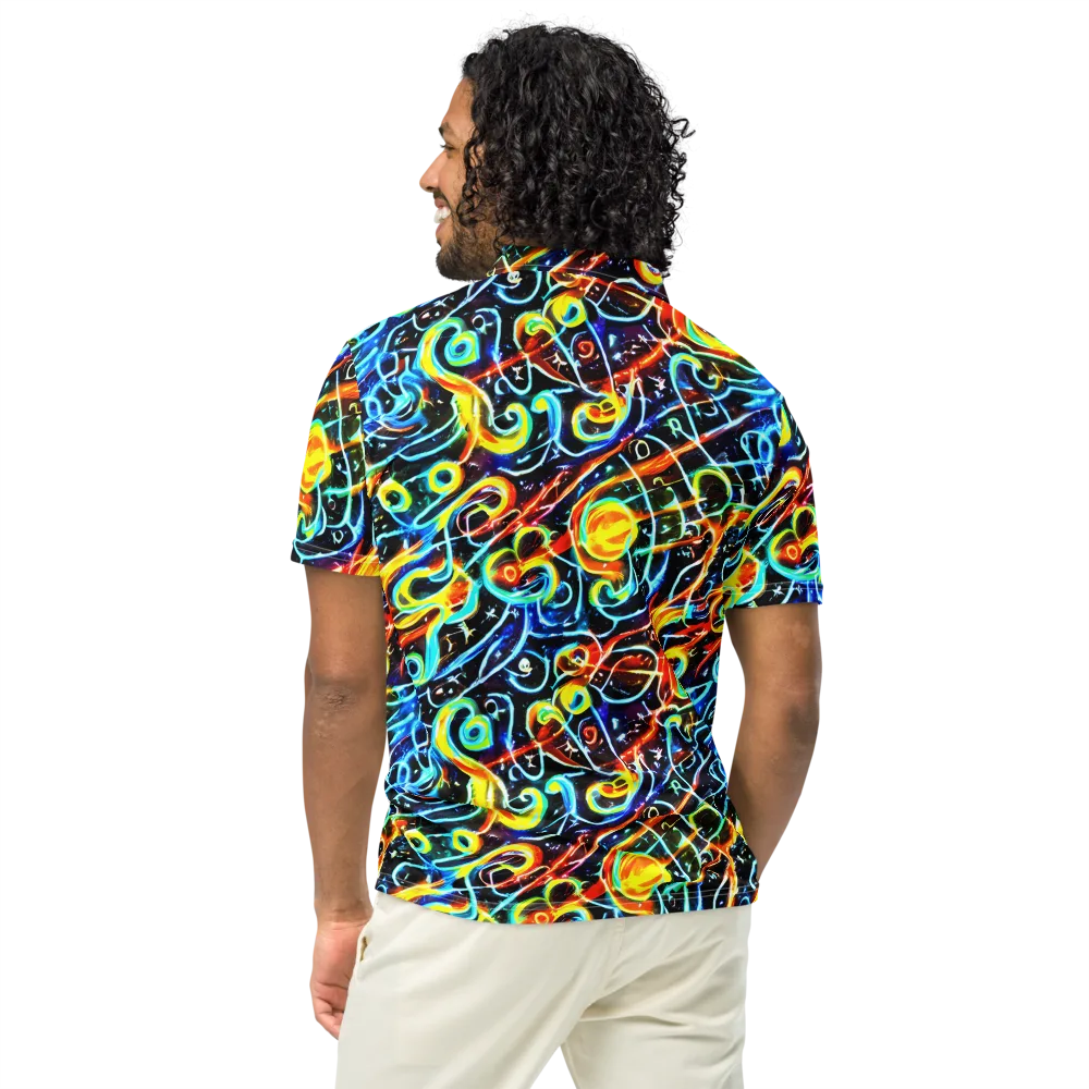 Starlit Scribble on Men's Slim Fit Polo Shirt — Back