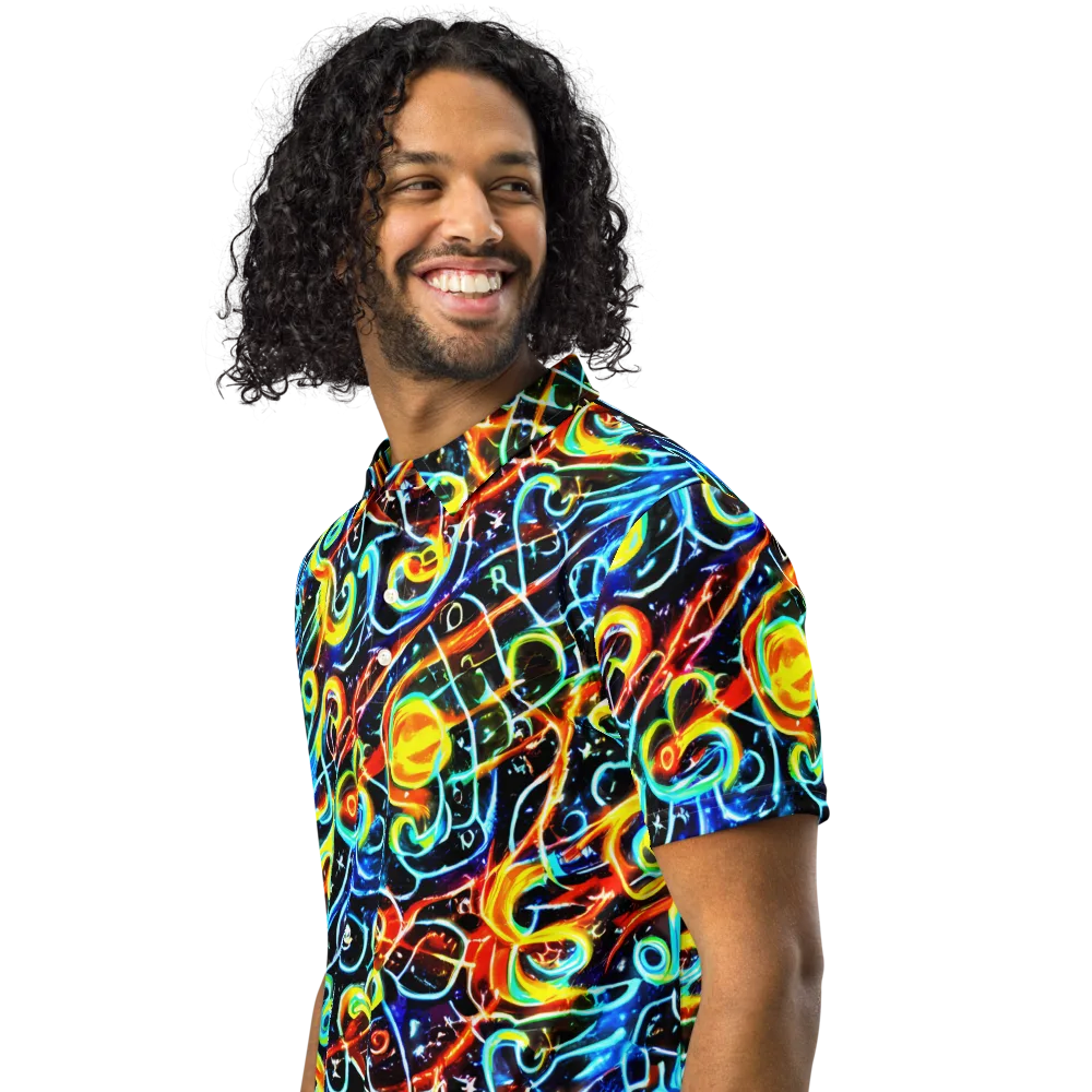 Starlit Scribble on Men's Slim Fit Polo Shirt — Left Front