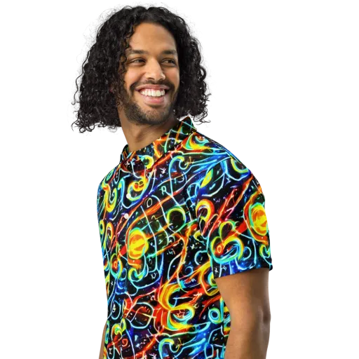 Starlit Scribble on a Men's Slim Fit Polo Shirt