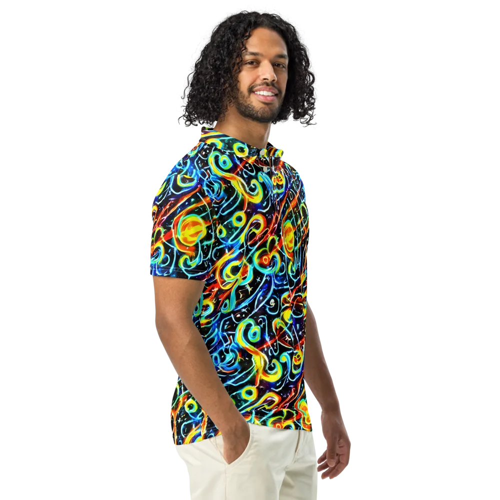 Starlit Scribble on Men's Slim Fit Polo Shirt — Right Front