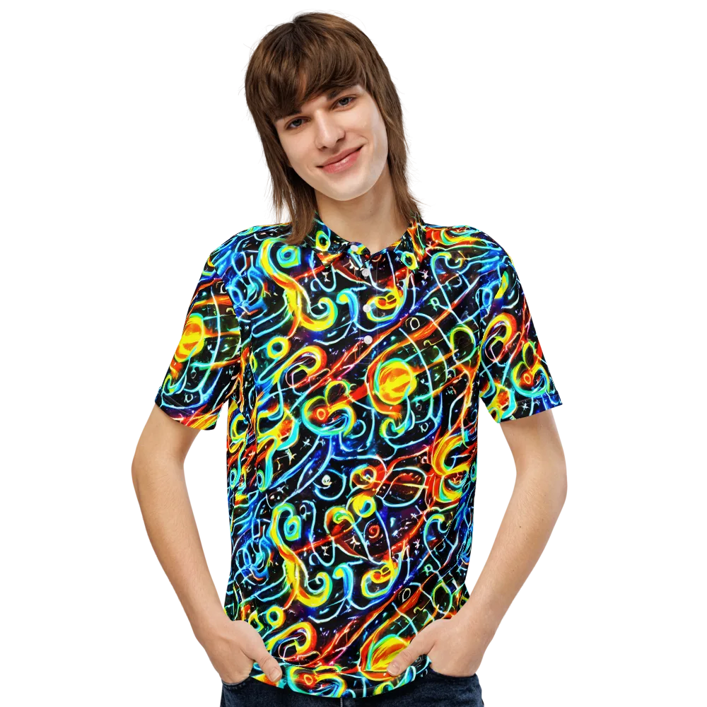 Starlit Scribble on Men's Slim Fit Polo Shirt — Front