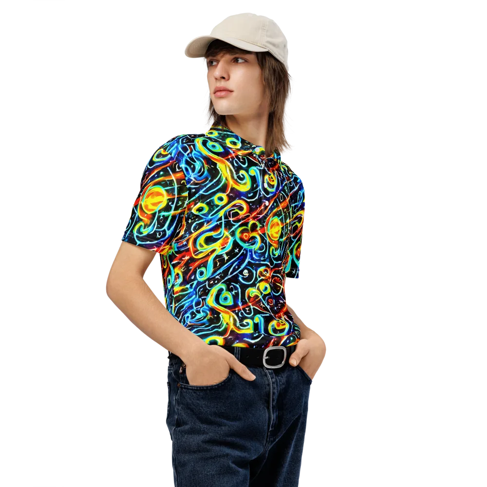 Starlit Scribble on Men's Slim Fit Polo Shirt — Right Front