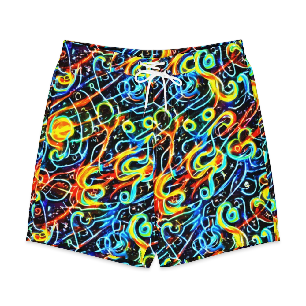 Starlit Scribble on Men's Board Shorts — Front