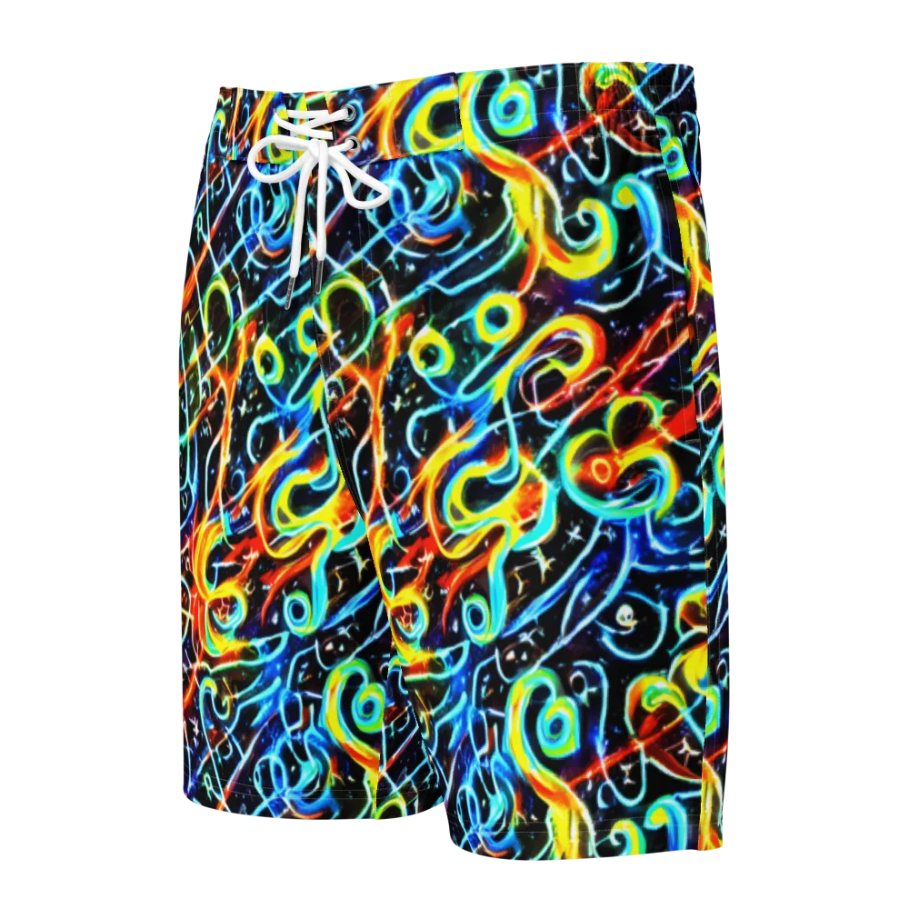 Starlit Scribble on Men's Board Shorts — Front