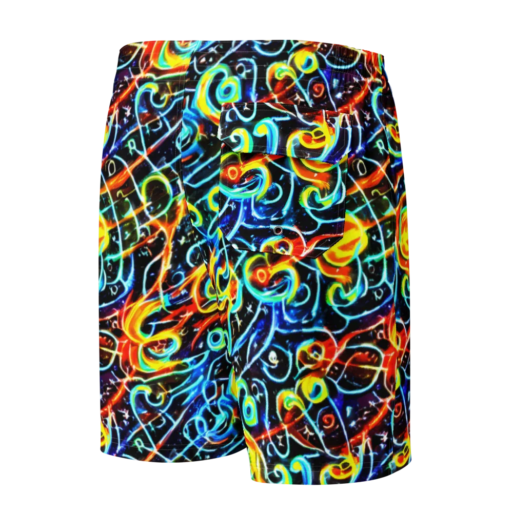 Starlit Scribble on Men's Board Shorts — Back