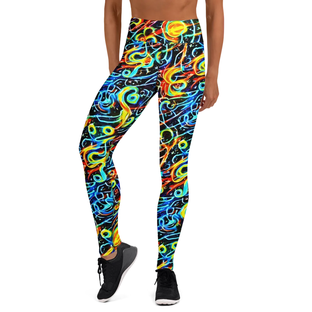 Starlit Scribble on Yoga Leggings — Front