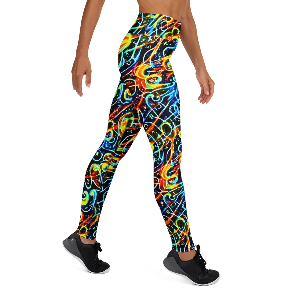 Starlit Scribble on Yoga Leggings — Right