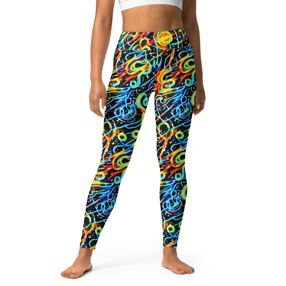 Starlit Scribble on Yoga Leggings — Front