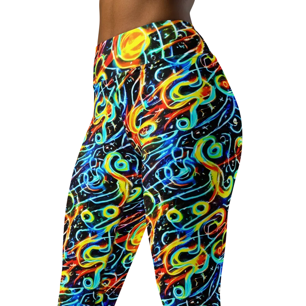Starlit Scribble on Yoga Leggings — Left Front
