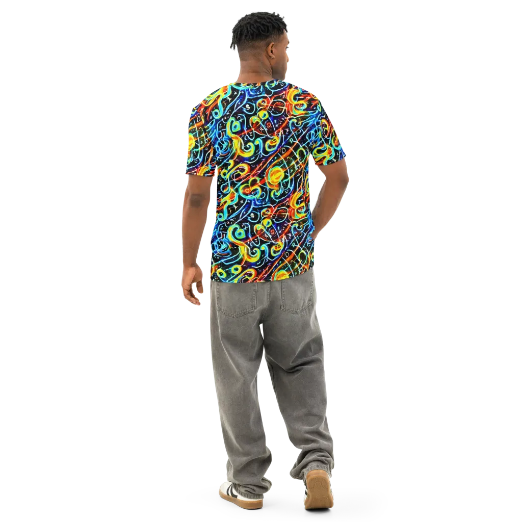 Starlit Scribble on Men's Cotton Crew Neck T-Shirt — Back