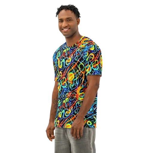 Starlit Scribble on a Men's Cotton Crew Neck T-Shirt