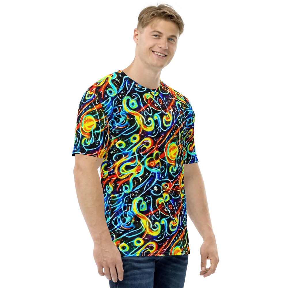 Starlit Scribble on Men's Crew Neck T-Shirt — Right