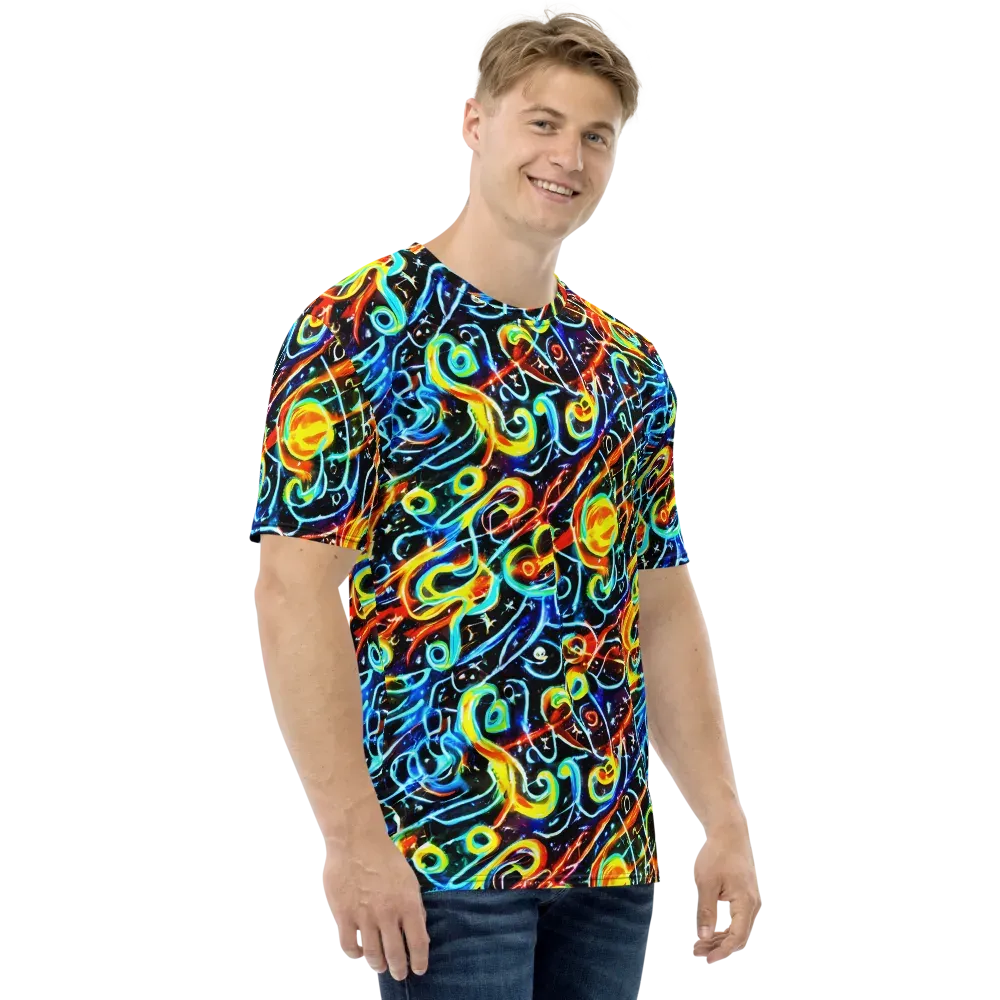 Starlit Scribble on Men's Crew Neck T-Shirt — Right