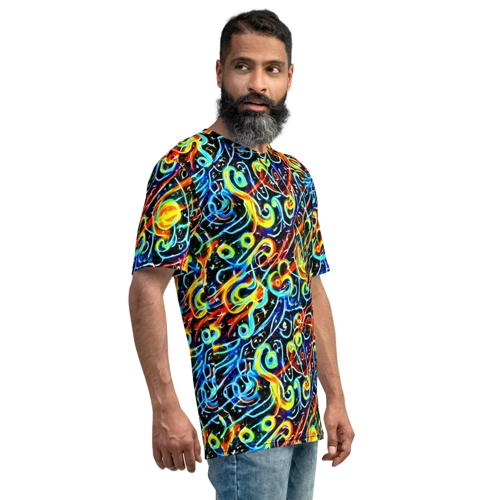 Starlit Scribble on Men's Crew Neck T-Shirt — Right
