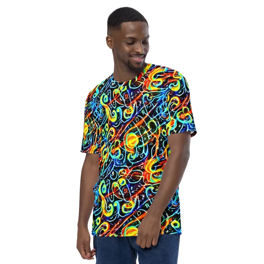 Starlit Scribble on Men's Crew Neck T-Shirt — Left